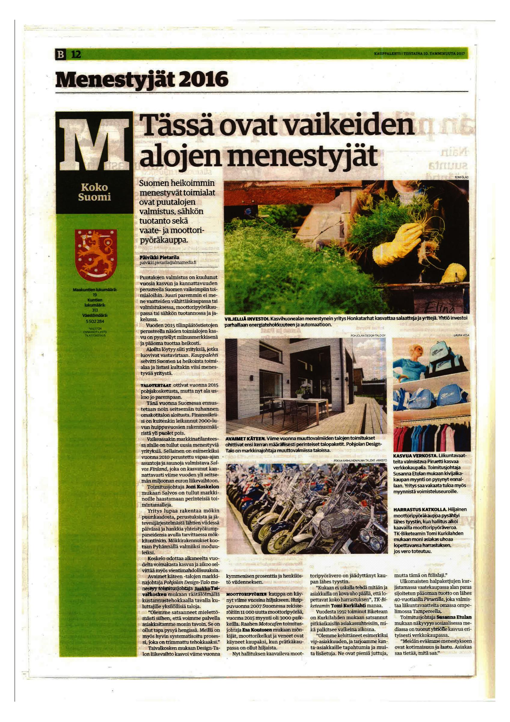 Dimex mainittu kauppalehdessä