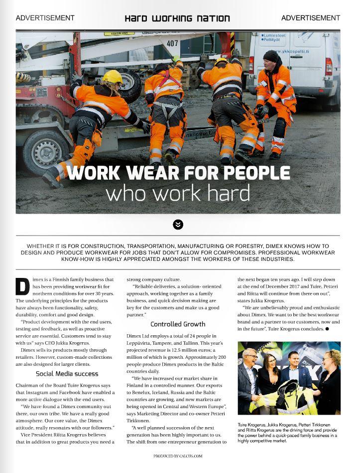 Dimex näkyy Finnairin Bluewings lehdessä lokakuun